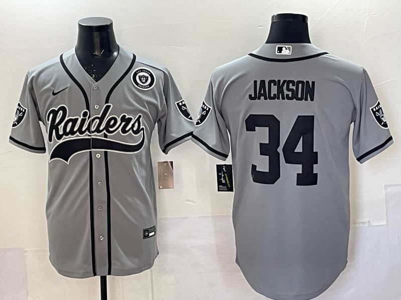 Men 2025 Oakland Raiders #34 Jackson Grey 3th generation Joint Name Nike Limited NFL Jersey style 079->oakland raiders->NFL Jersey